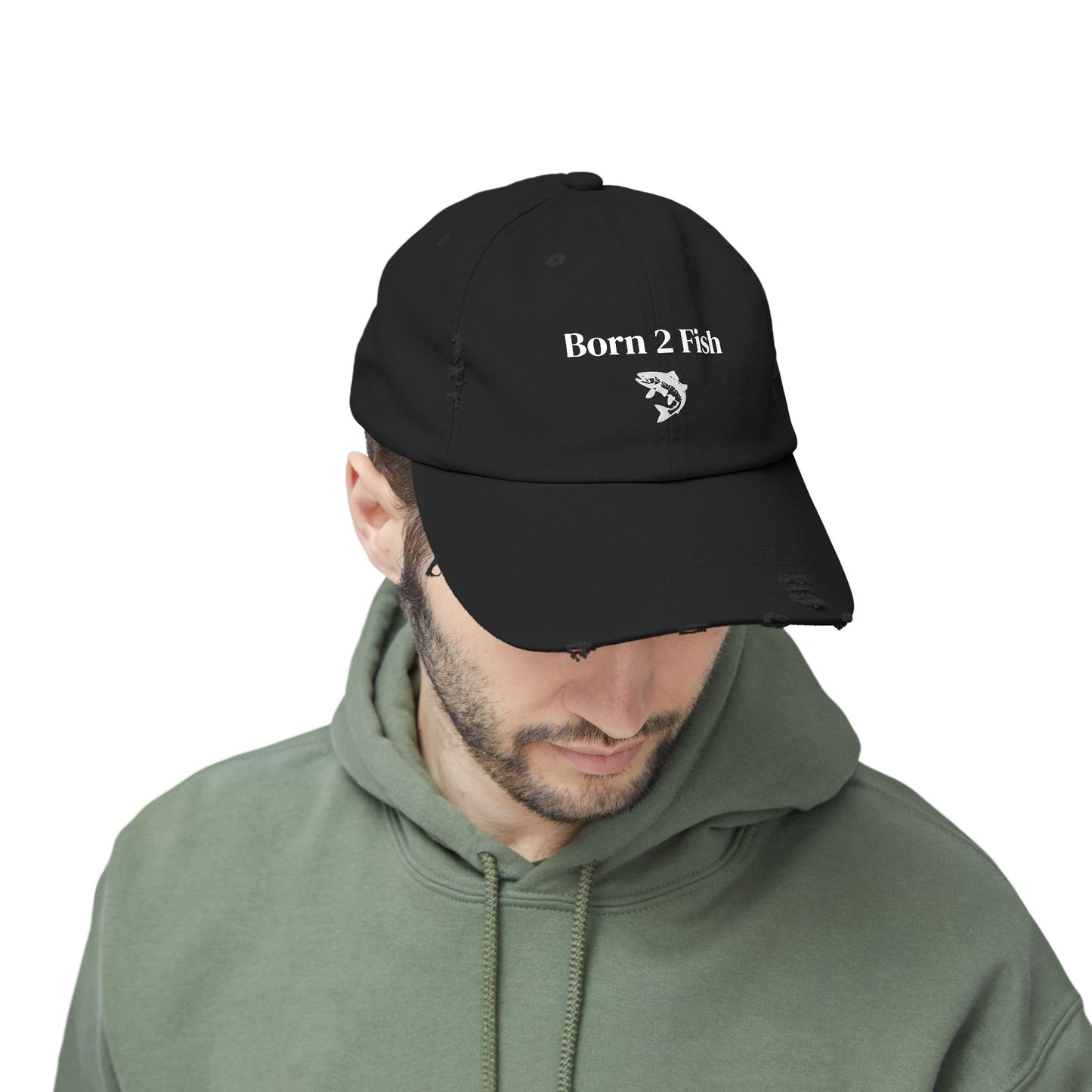 Born 2 Fish-Distressed Fishing Cap