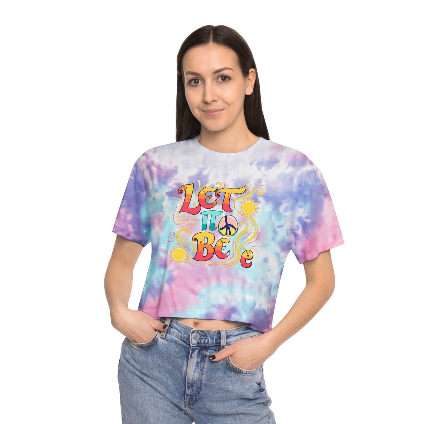 Tie-Dye Crop Tee - Retro Bohemian 'Let It Be'