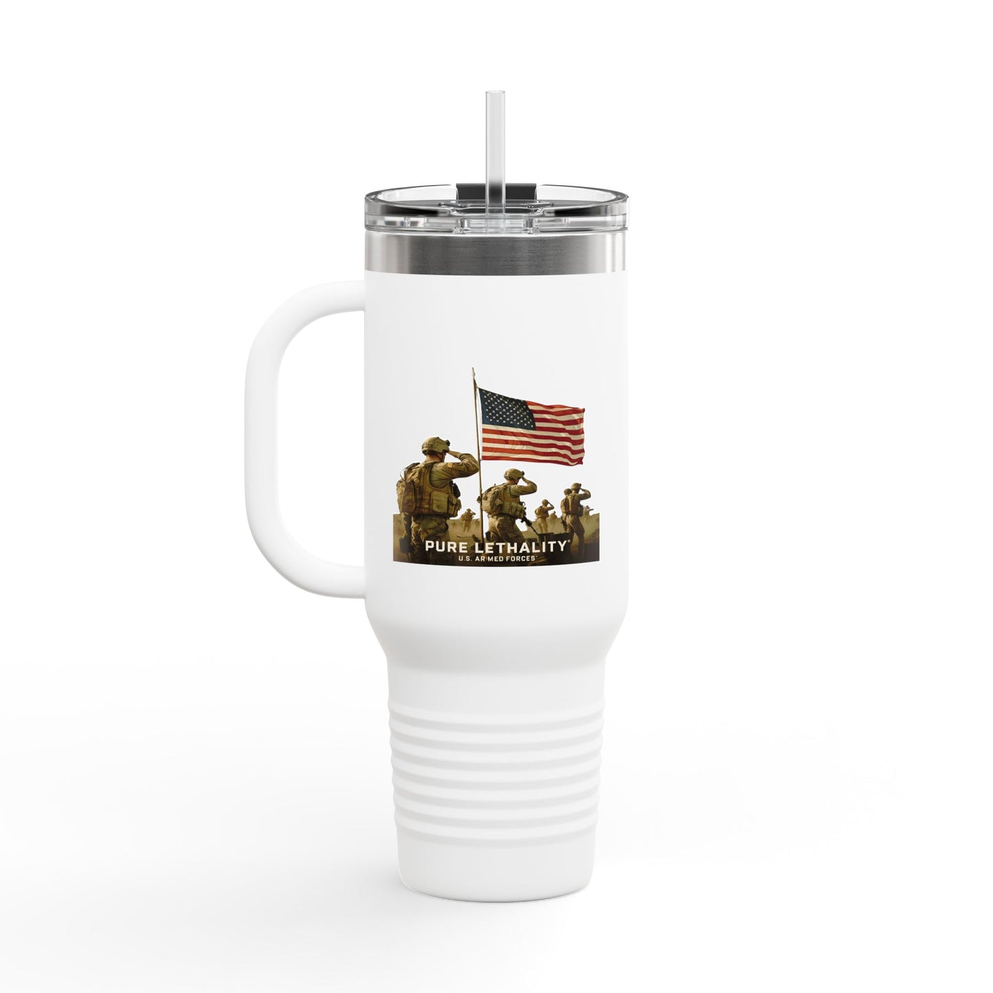 Patriotic Insulated Travel Mug - 40oz | Pure Lethality Design for Veterans and Outdoor Enthusiasts
