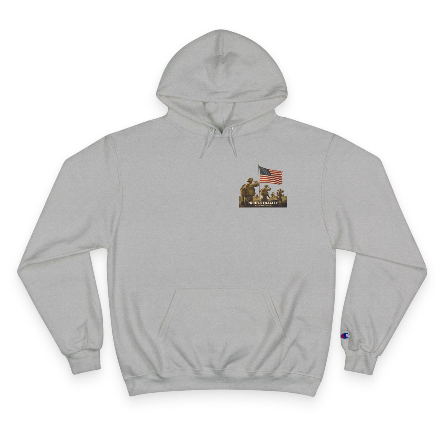 Military Champion Hoodie with American Flag Design
