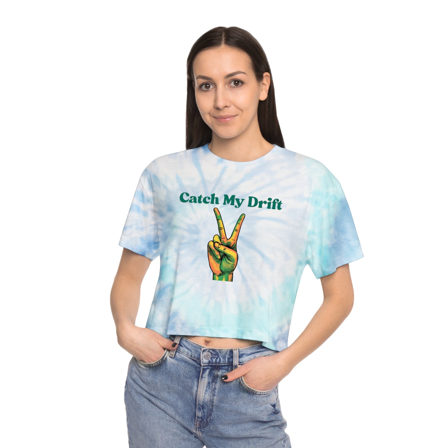 Tie-Dye Crop Tee for Trendy Women - Retro Catch My Drift Bohemian Style