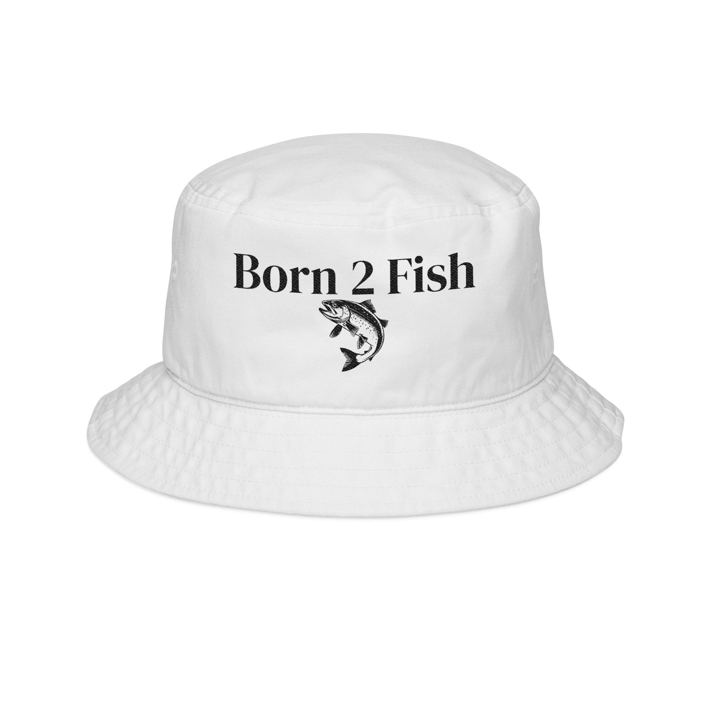 Born 2 Fish Embroidered Bucket Hat.