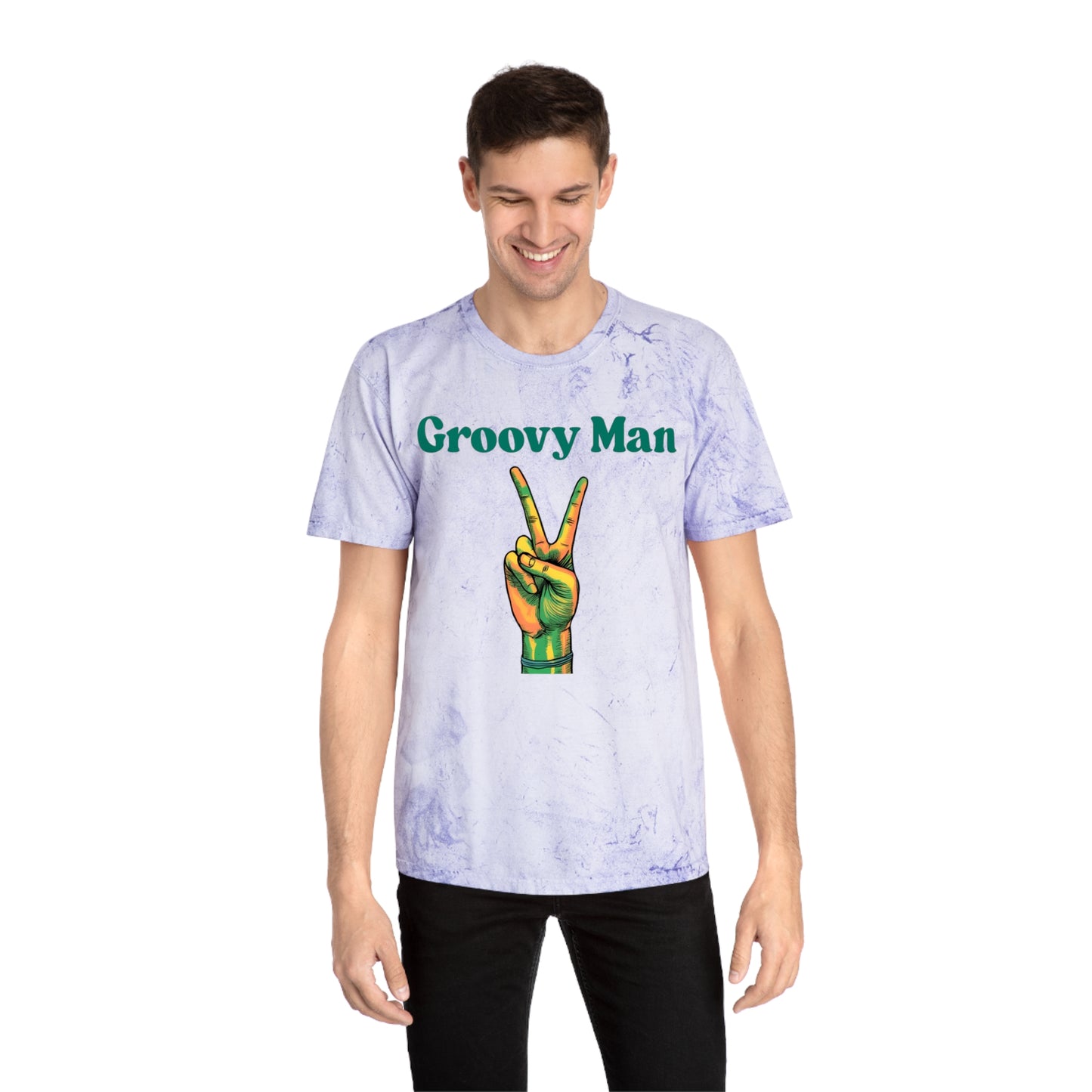 Retro Groovy Man Color Blast T-Shirt - Peace Sign Tee