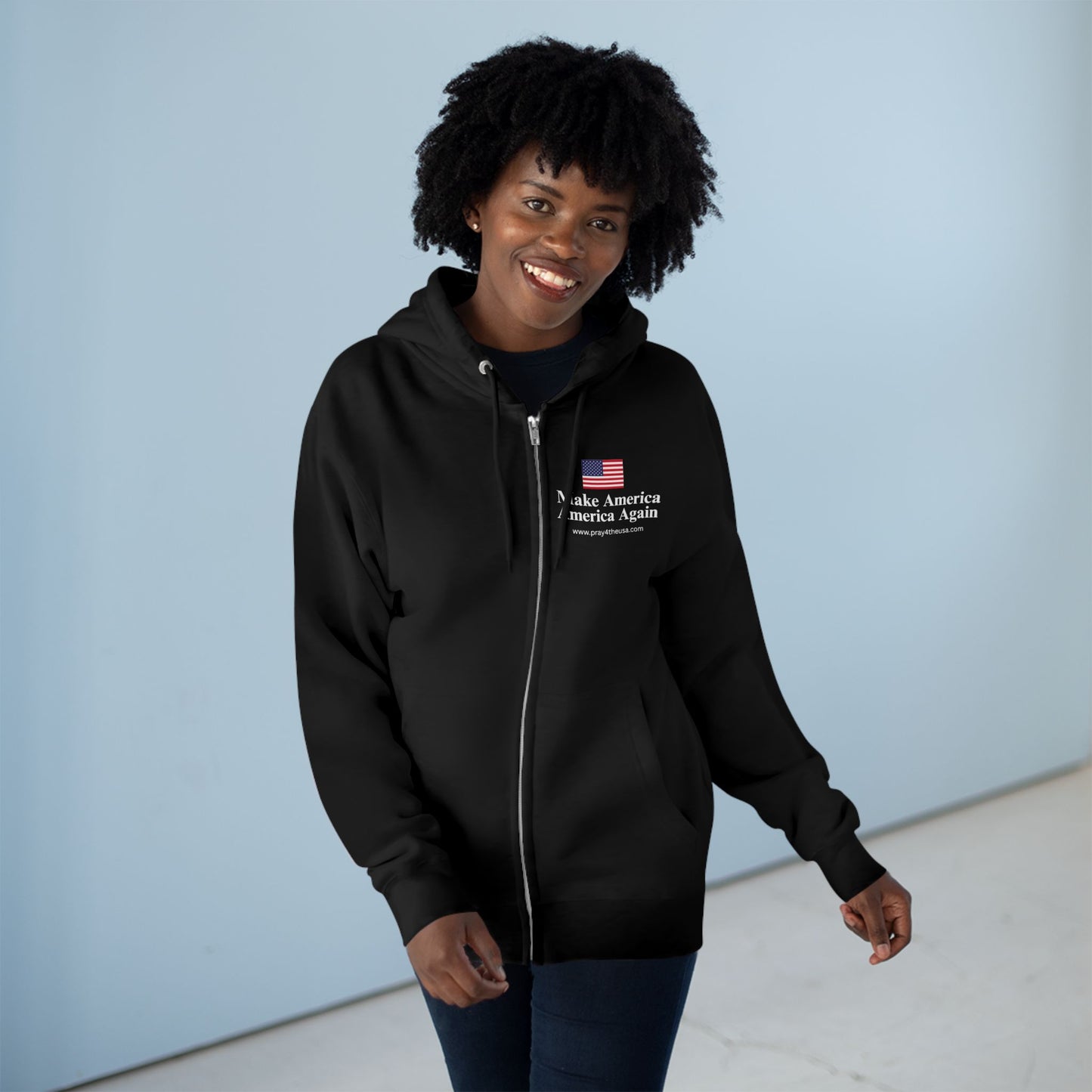 Zip Hoodie - Make America America Again with Flag Design