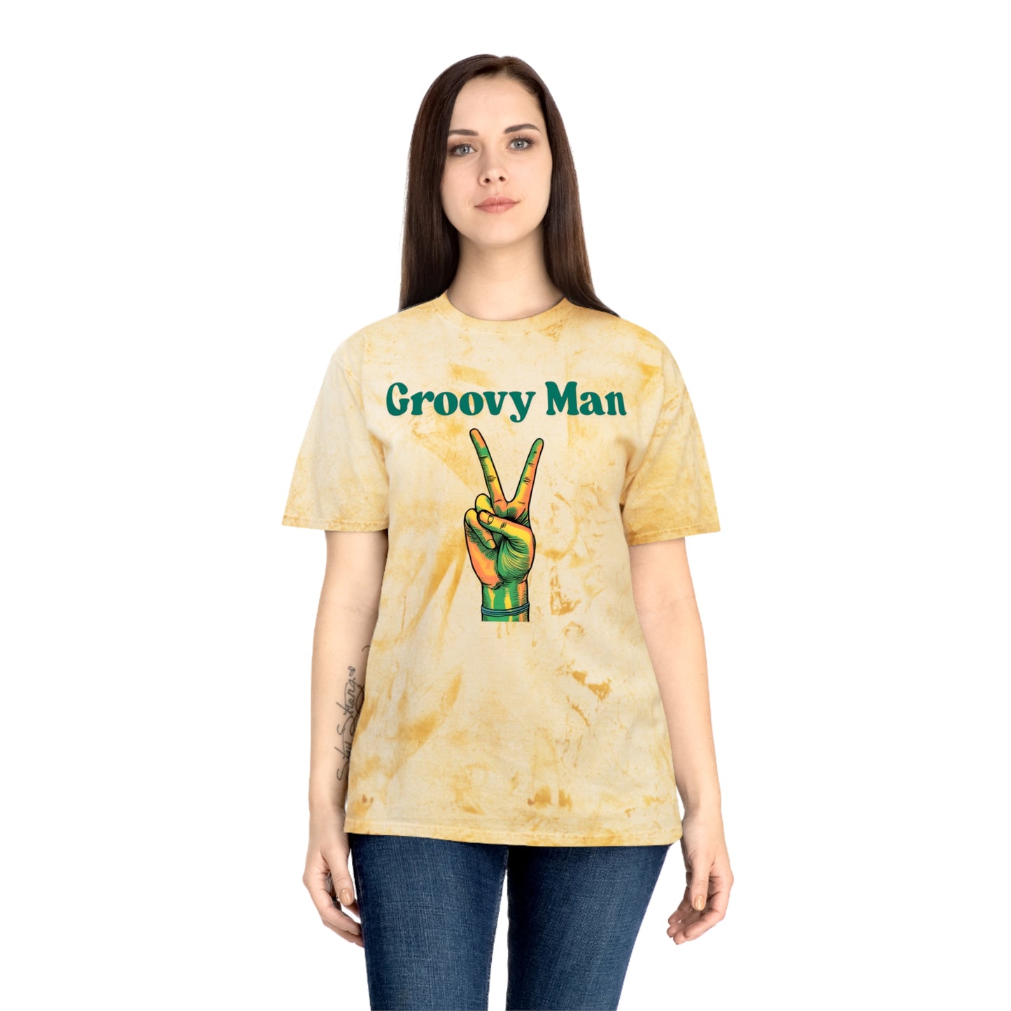 Retro Groovy Man Color Blast T-Shirt - Peace Sign Tee