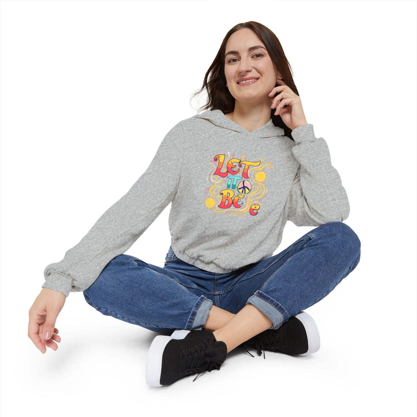 Let it Be-Bohemian Cinched Hoodie, Graphic Hoodie, Casual Wear, Festival Clothing, Gift for Her, Let It Be Design, Cozy Fashion