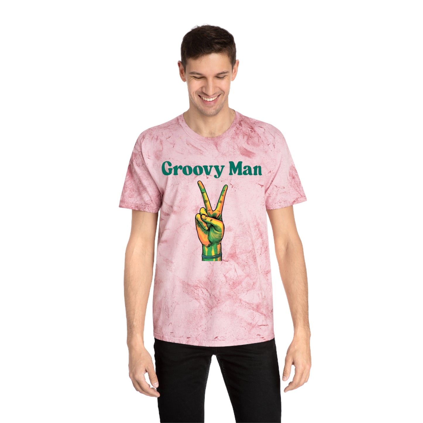 Retro Groovy Man Color Blast T-Shirt - Peace Sign Tee