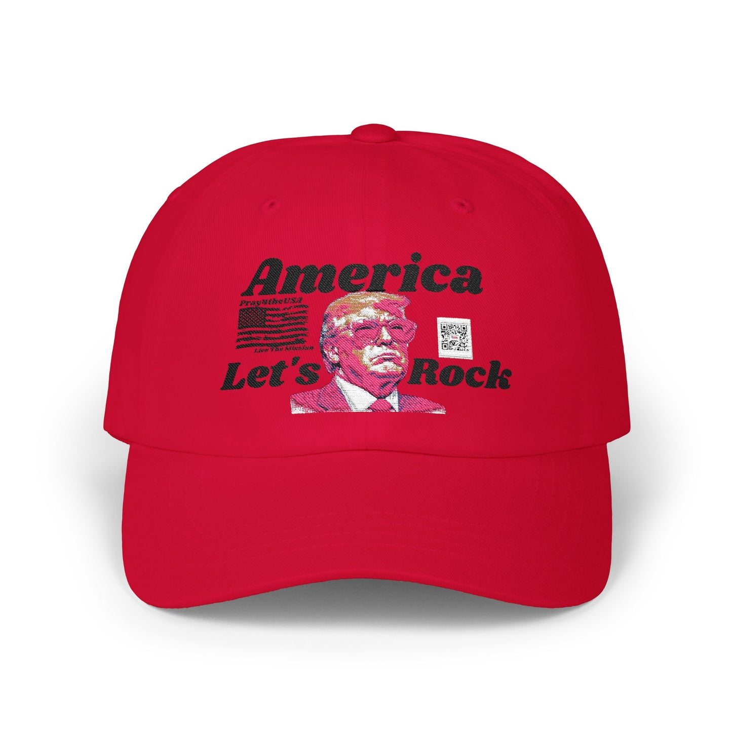 Classic 'America Let's Rock' Design - Adjustable Baseball Hat, Perfect for MAGA and Patriots.