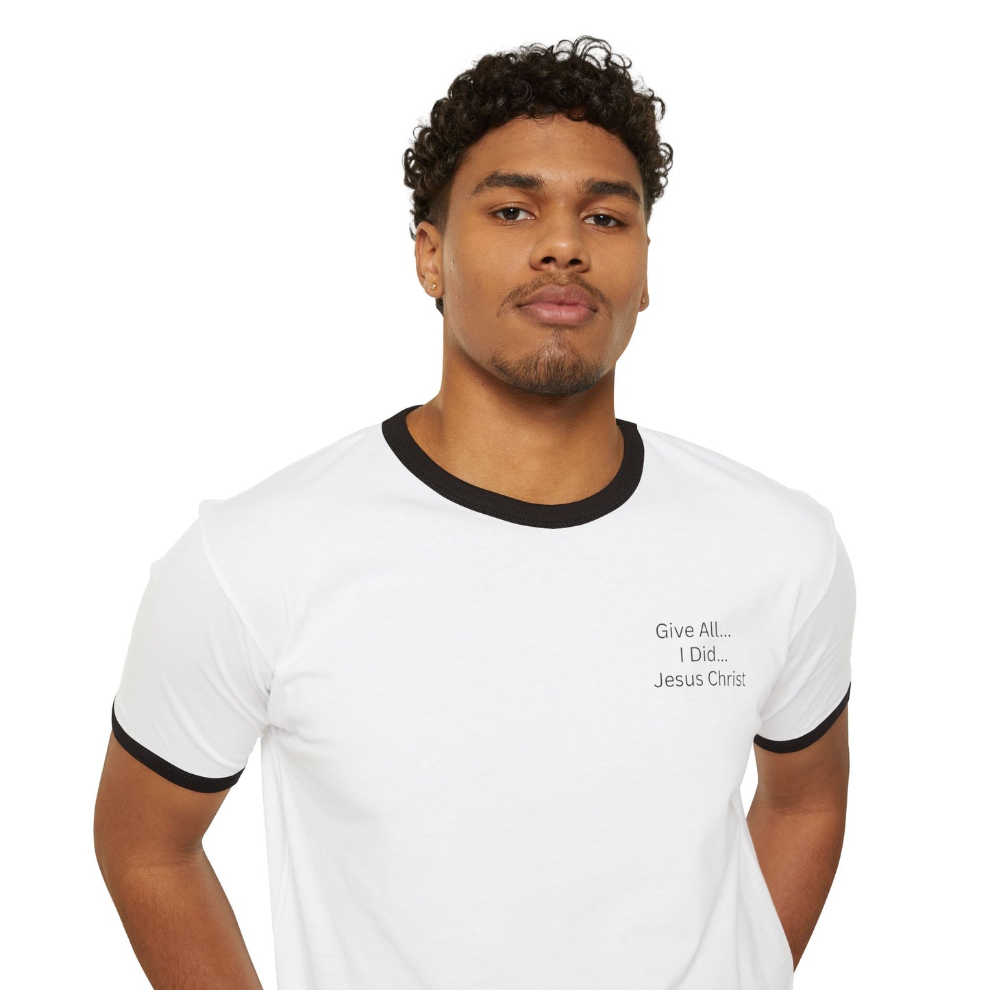 Inspirational Ringer T-Shirt - 'Give All I Did Jesus Christ'