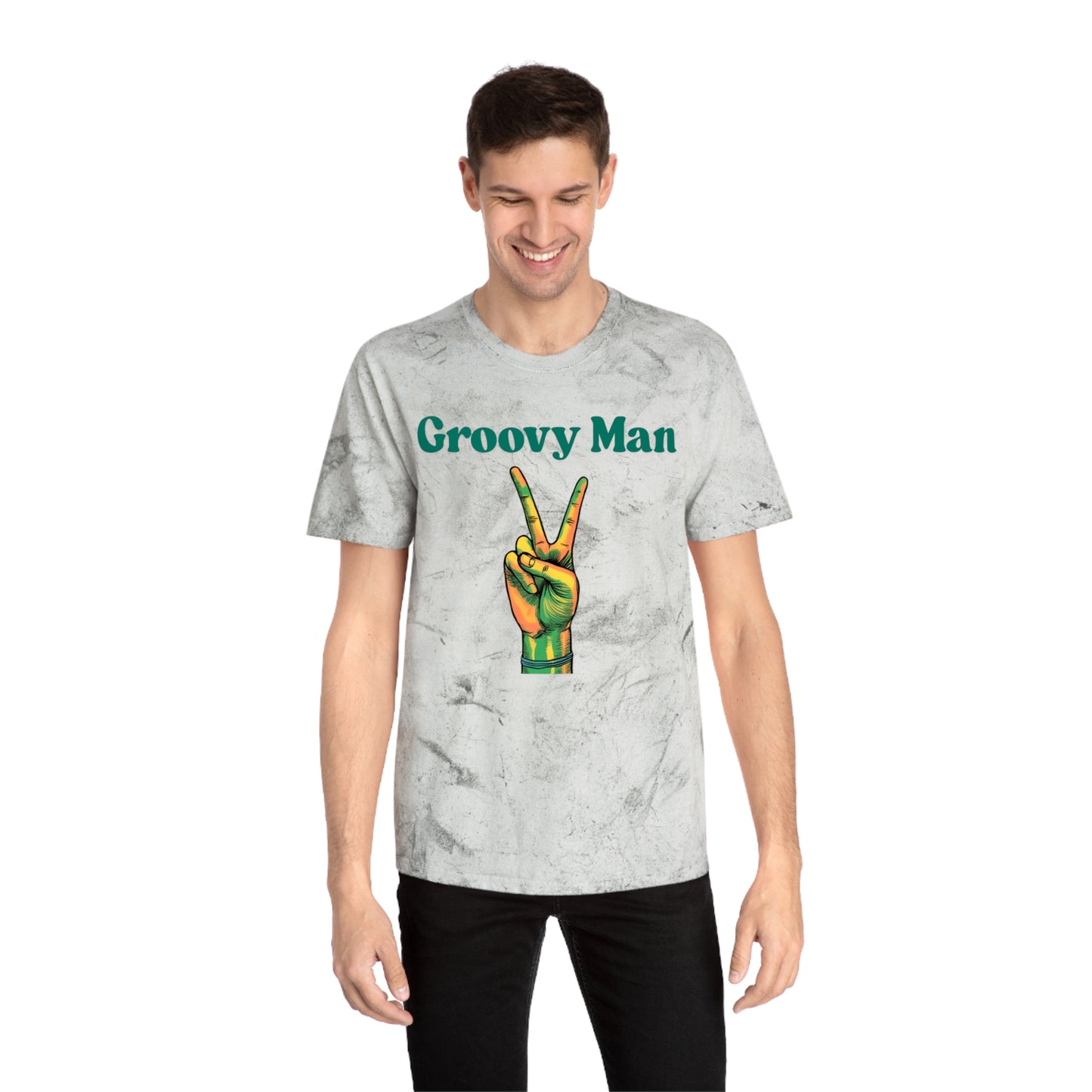 Retro Groovy Man Color Blast T-Shirt - Peace Sign Tee