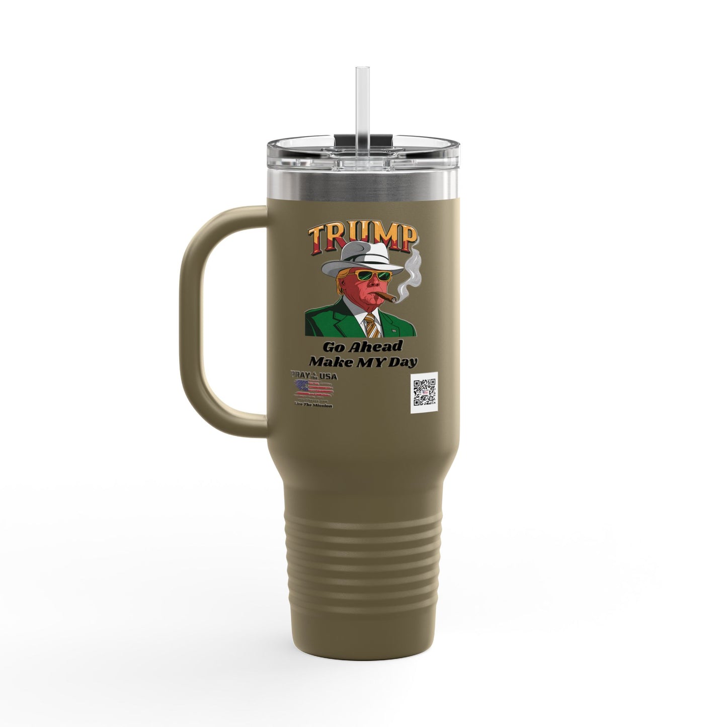 40oz Insulated Travel Mug - Trump-Go Ahead Make My Day - Great Gift for Patriots