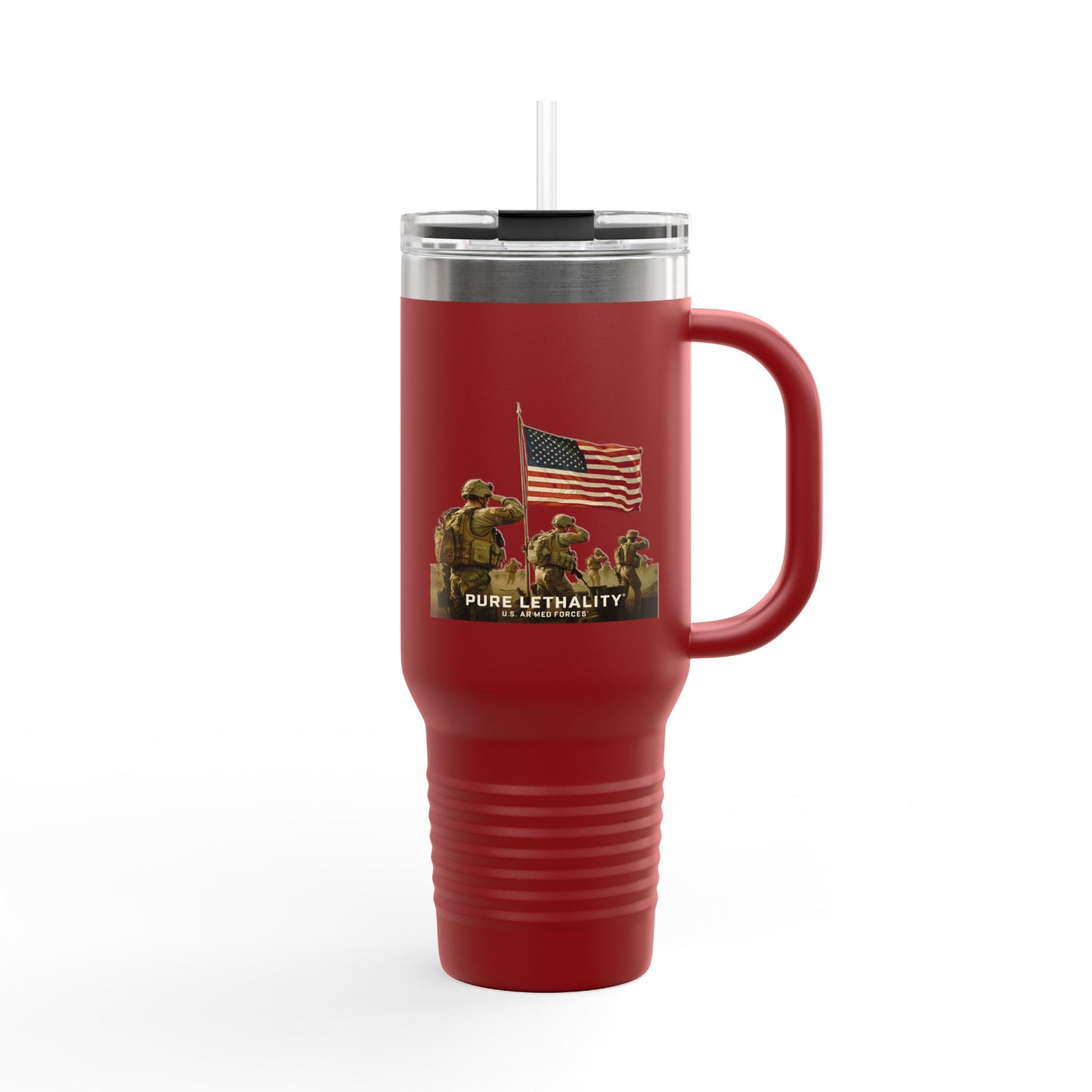 Patriotic Insulated Travel Mug - 40oz | Pure Lethality Design for Veterans and Outdoor Enthusiasts