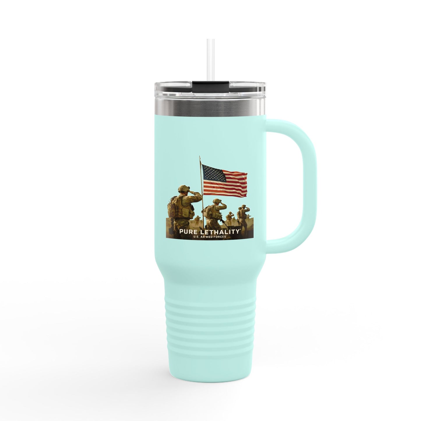 Patriotic Insulated Travel Mug - 40oz | Pure Lethality Design for Veterans and Outdoor Enthusiasts