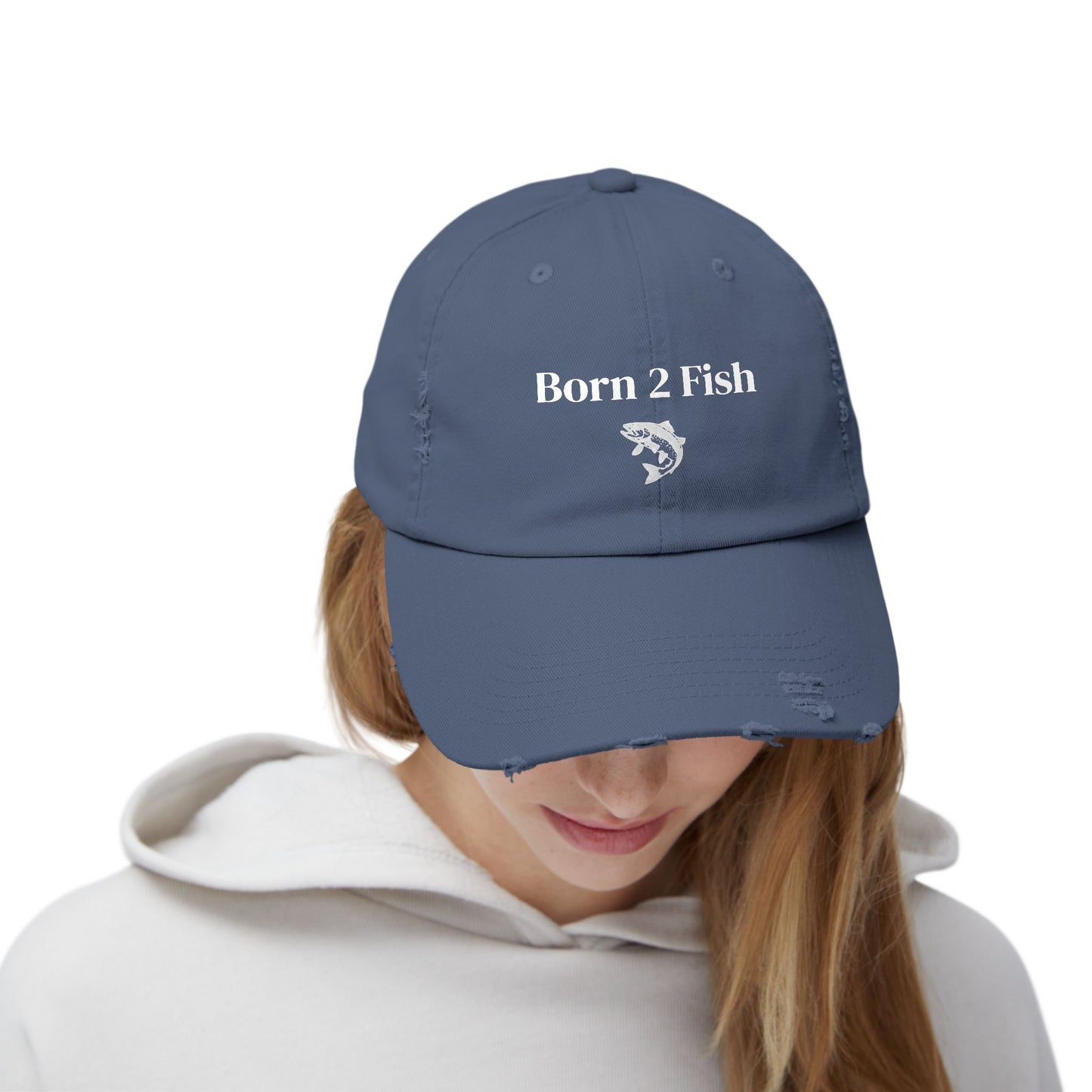Born 2 Fish-Distressed Fishing Cap