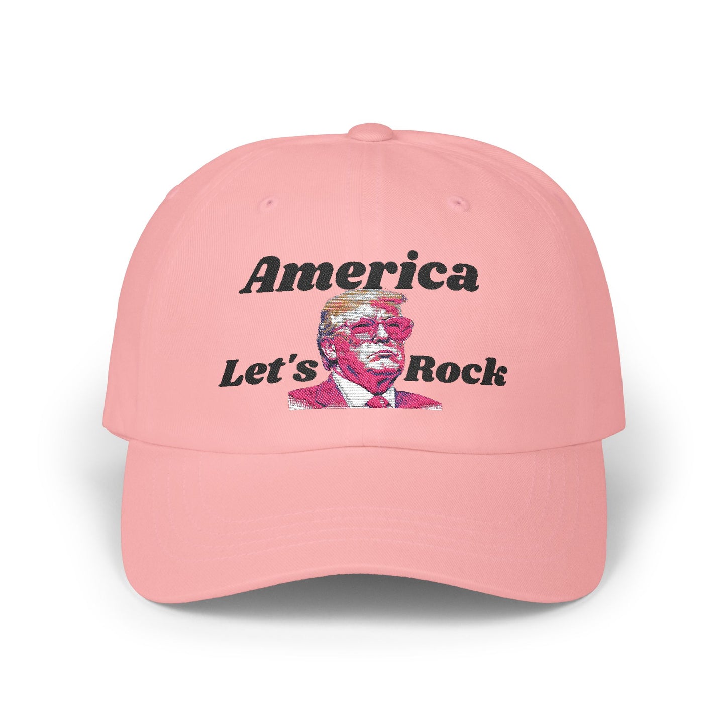 Classic 'America Let's Rock' Design - Adjustable Baseball Hat, Perfect for MAGA and Patriots.