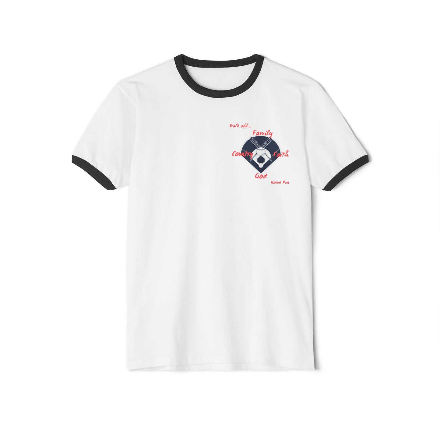 Baseball Family and Faith Vibes Ringer T-Shirt