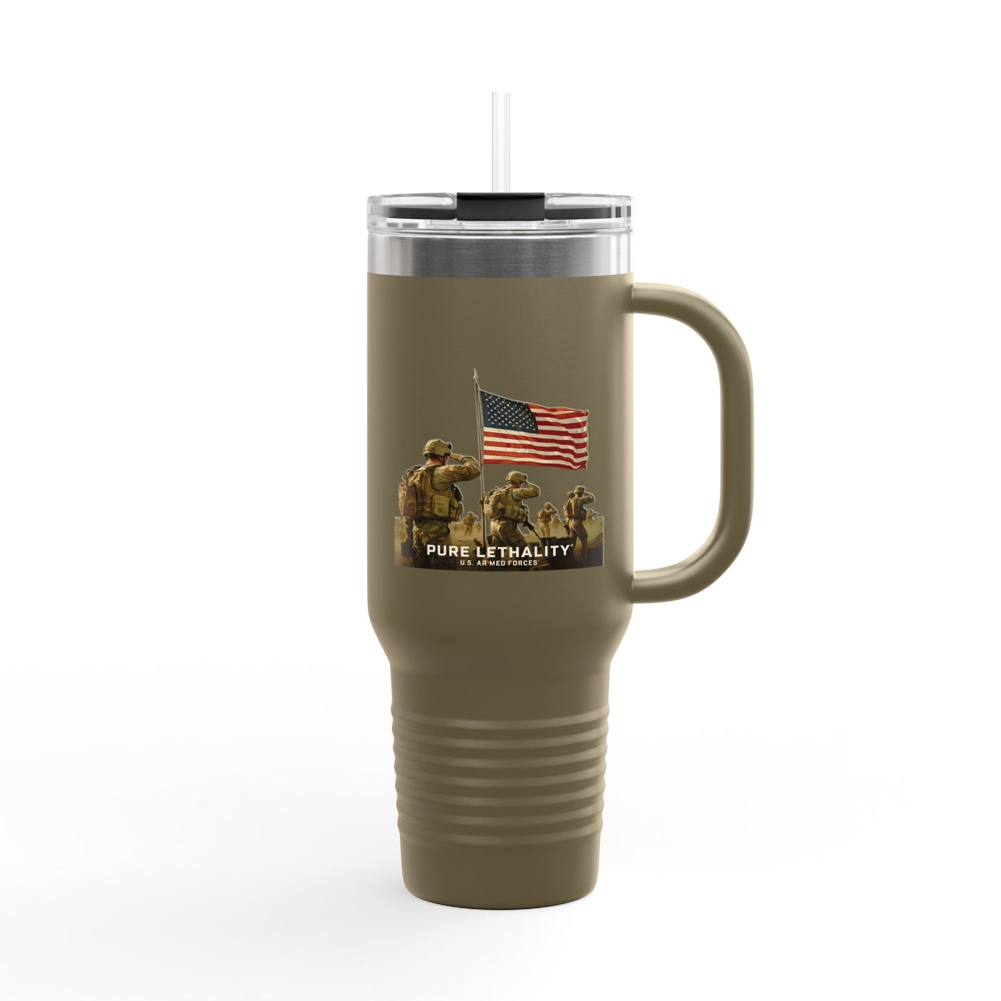 Patriotic Insulated Travel Mug - 40oz | Pure Lethality Design for Veterans and Outdoor Enthusiasts