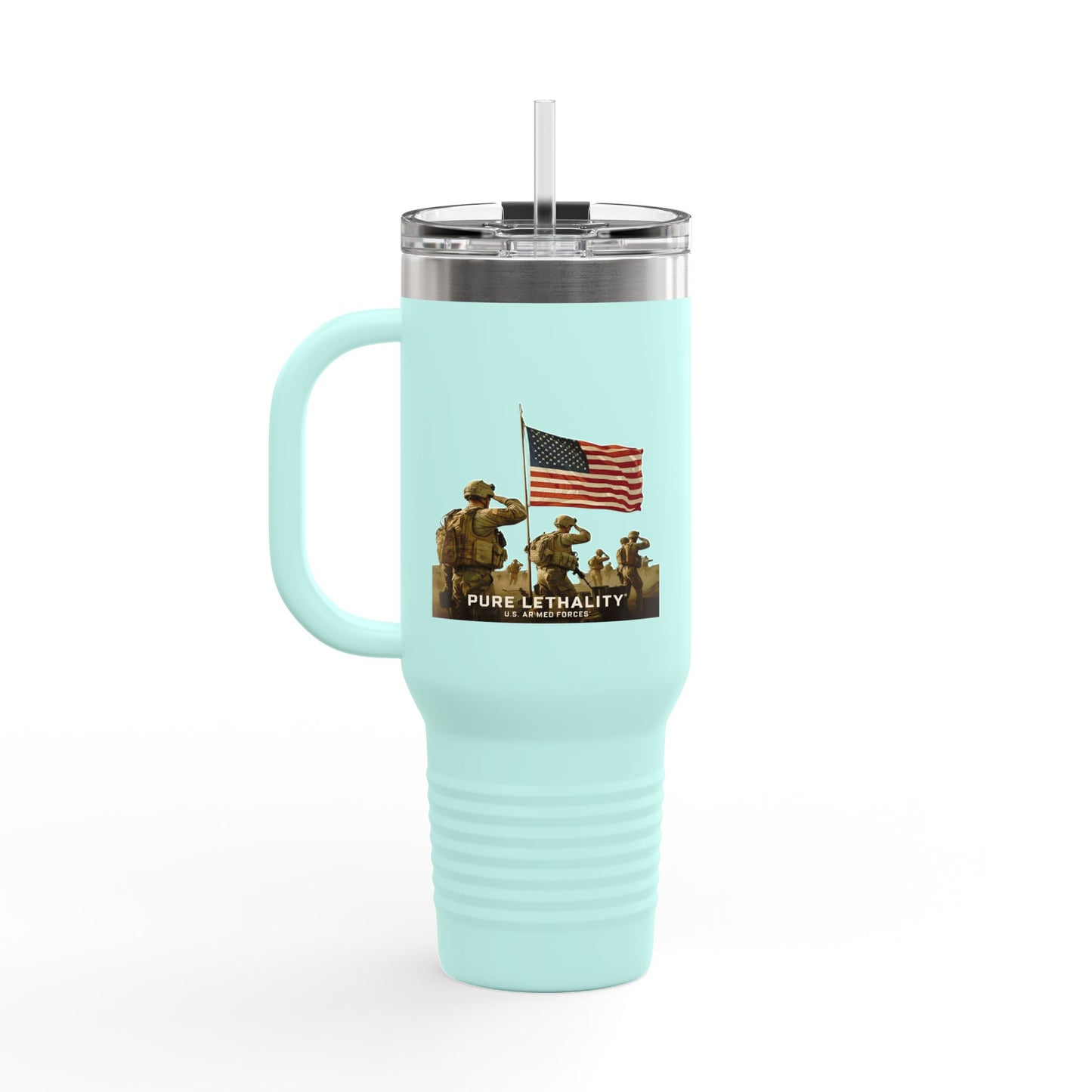 Patriotic Insulated Travel Mug - 40oz | Pure Lethality Design for Veterans and Outdoor Enthusiasts