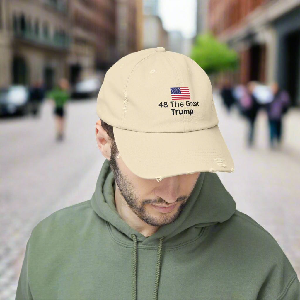 Cap - 48 The Great Trump with American Flag Distressed Unisex