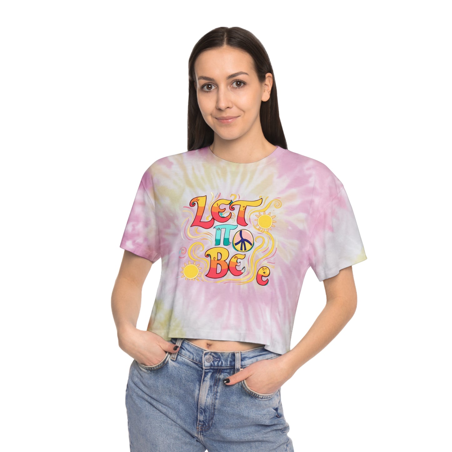 Tie-Dye Crop Tee - Retro Bohemian 'Let It Be'