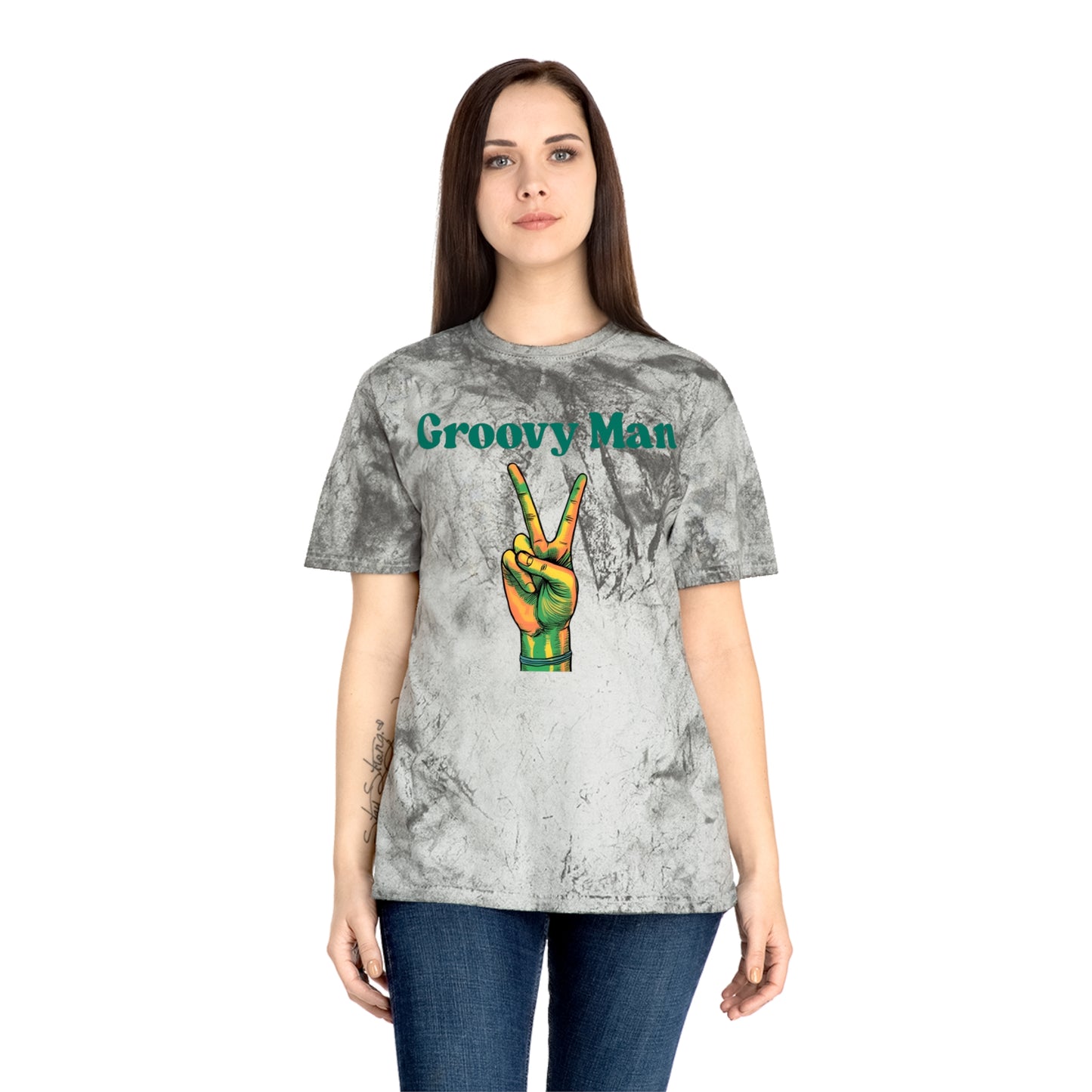 Retro Groovy Man Color Blast T-Shirt - Peace Sign Tee