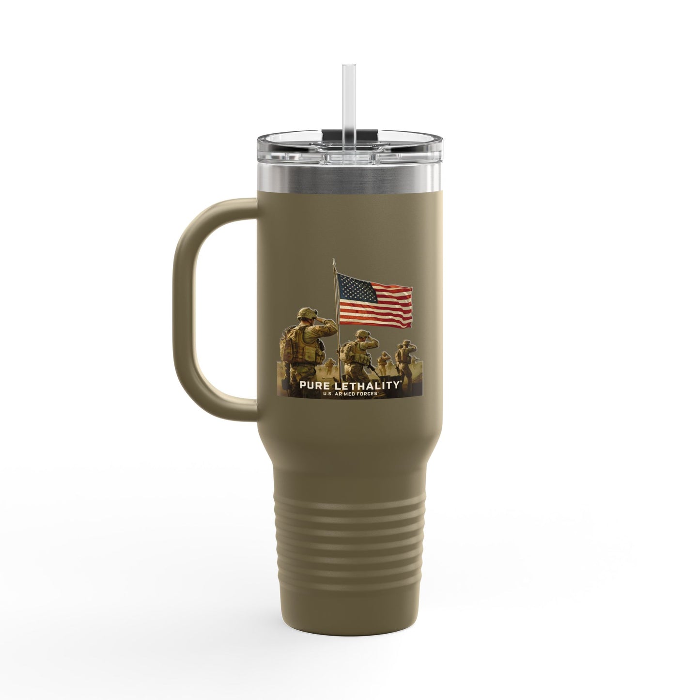 Patriotic Insulated Travel Mug - 40oz | Pure Lethality Design for Veterans and Outdoor Enthusiasts