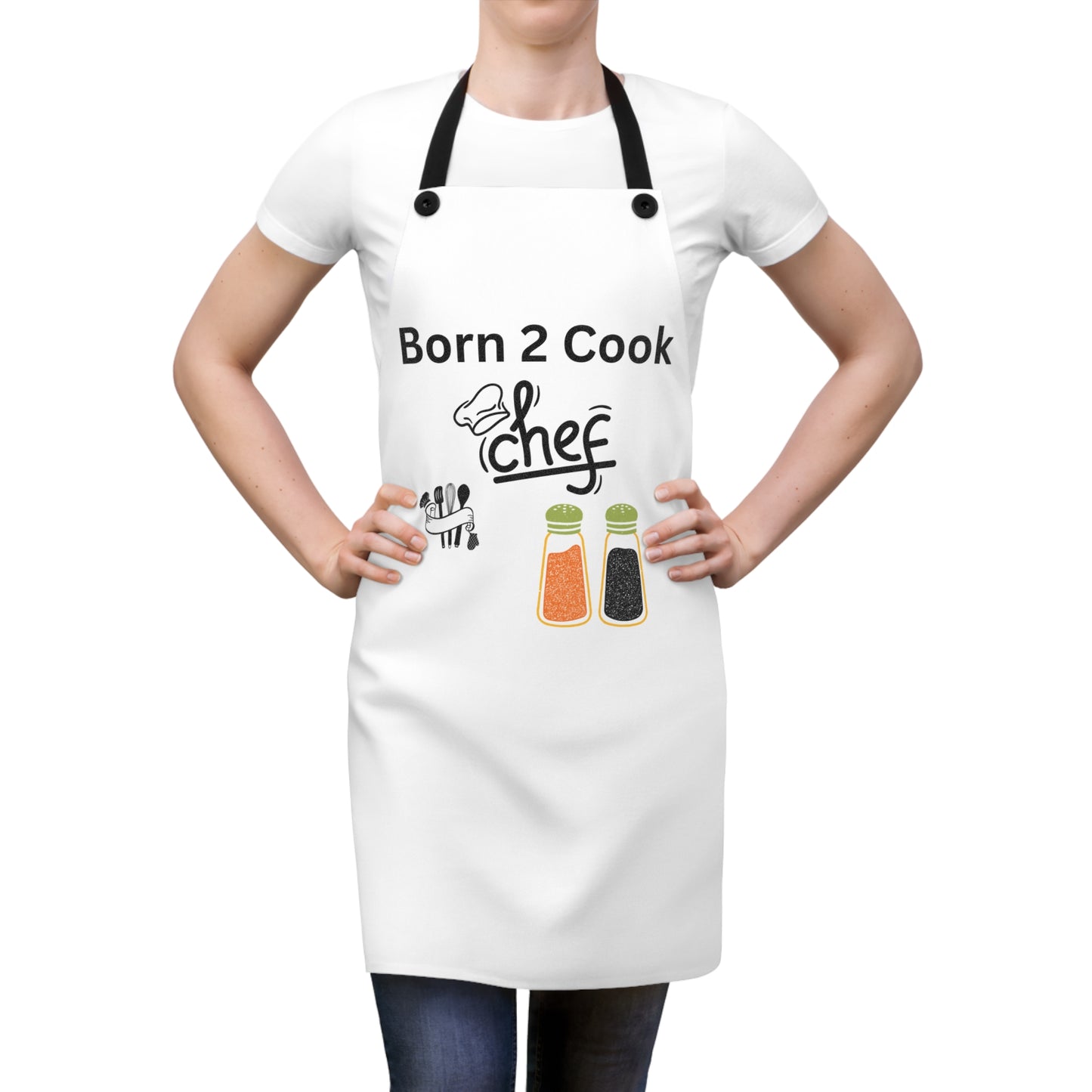 Chef Apron - 'Born 2 Cook' Kitchen Gift