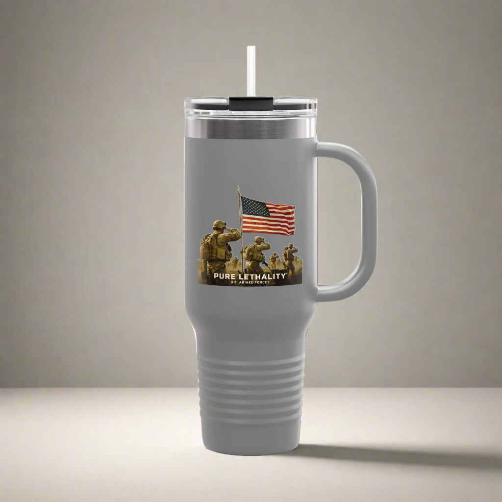 Patriotic Insulated Travel Mug - 40oz | Pure Lethality Design for Veterans and Outdoor Enthusiasts