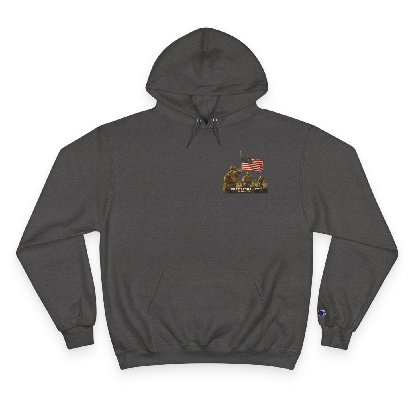 Military Champion Hoodie with American Flag Design