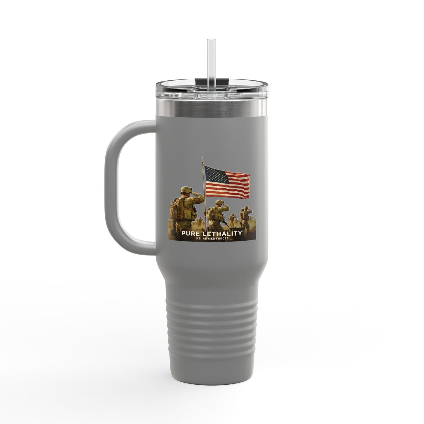 Patriotic Insulated Travel Mug - 40oz | Pure Lethality Design for Veterans and Outdoor Enthusiasts