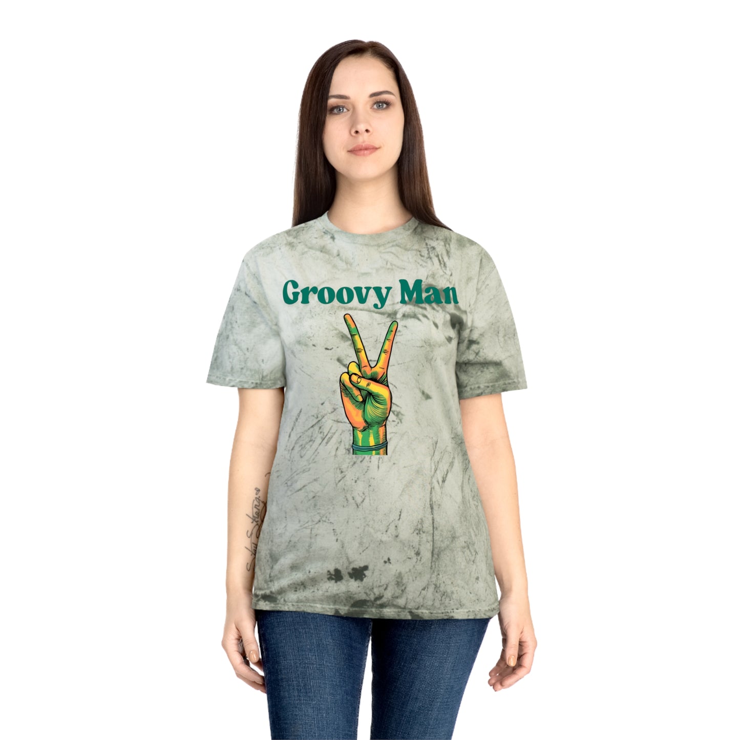Retro Groovy Man Color Blast T-Shirt - Peace Sign Tee