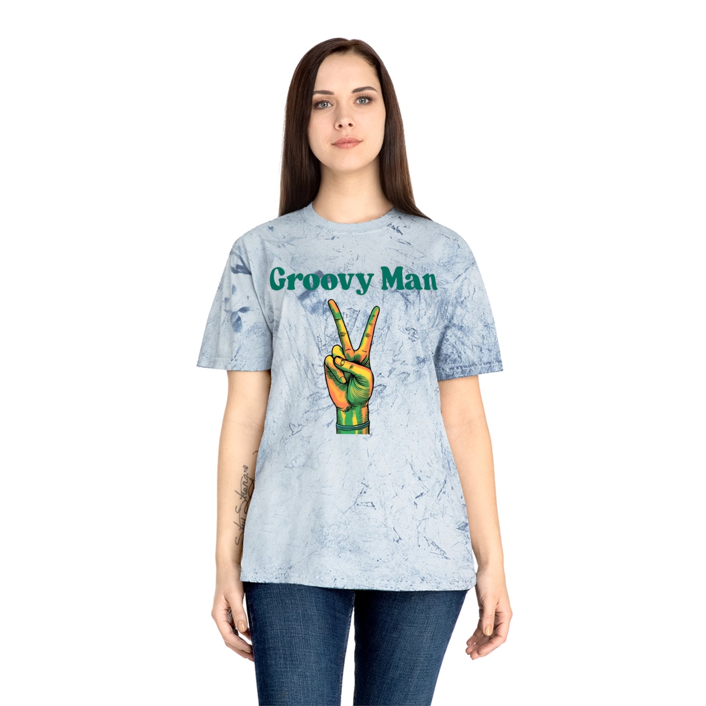 Retro Groovy Man Color Blast T-Shirt - Peace Sign Tee