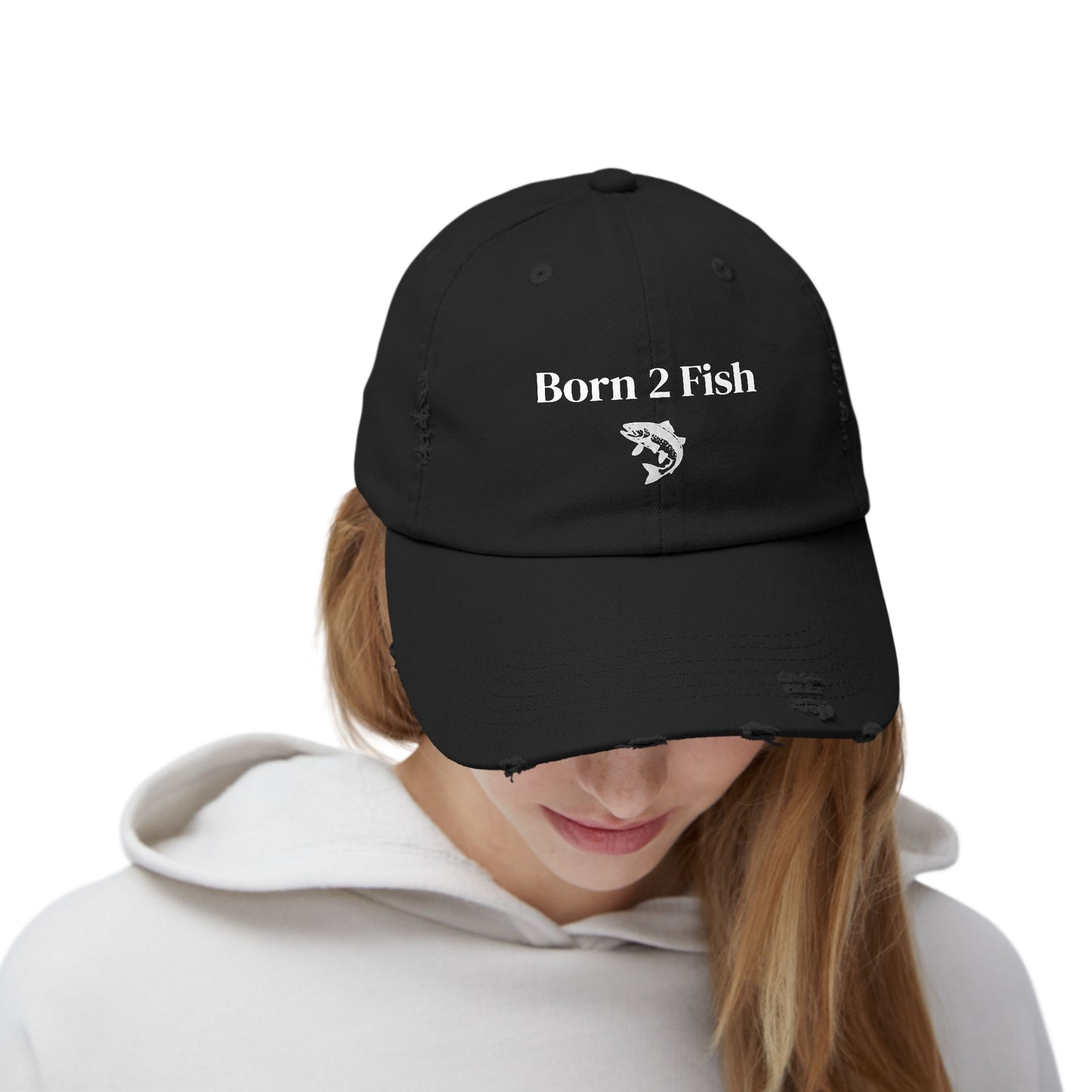 Born 2 Fish-Distressed Fishing Cap