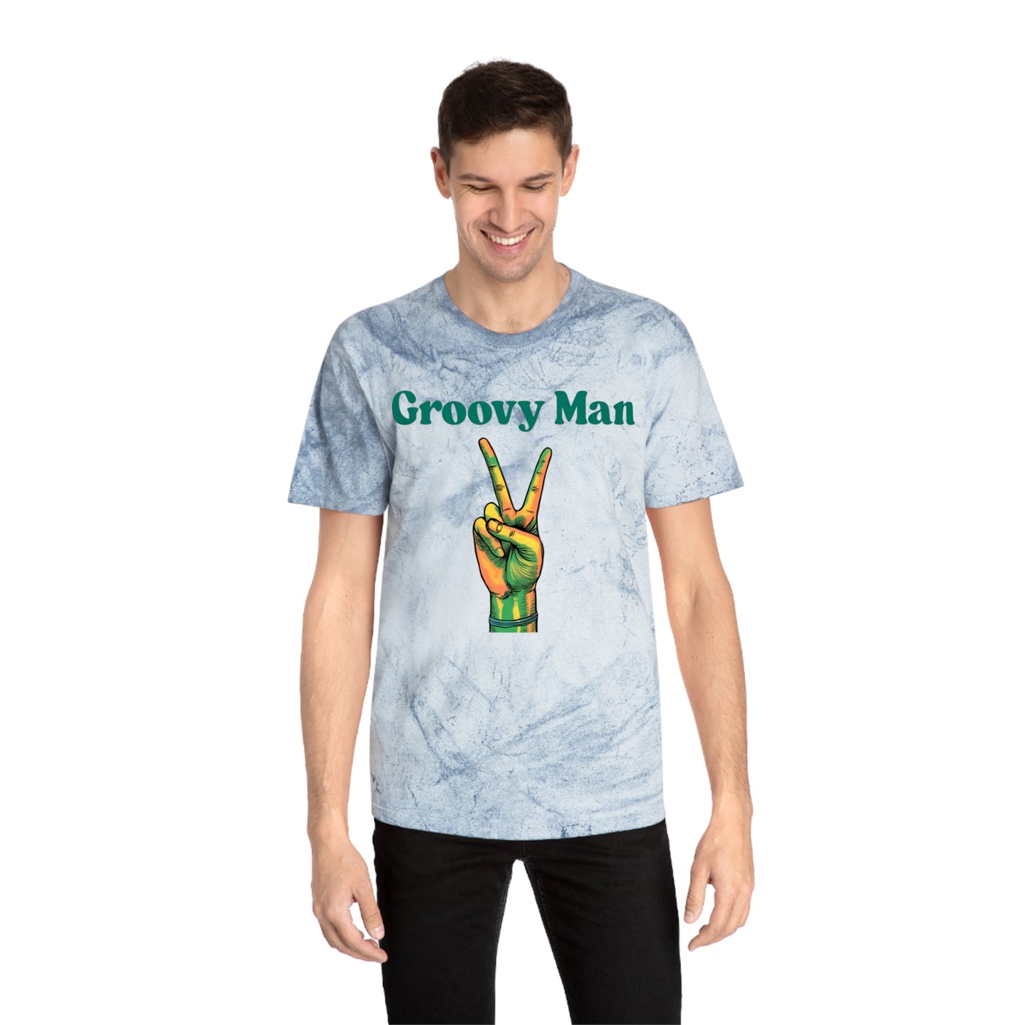 Retro Groovy Man Color Blast T-Shirt - Peace Sign Tee