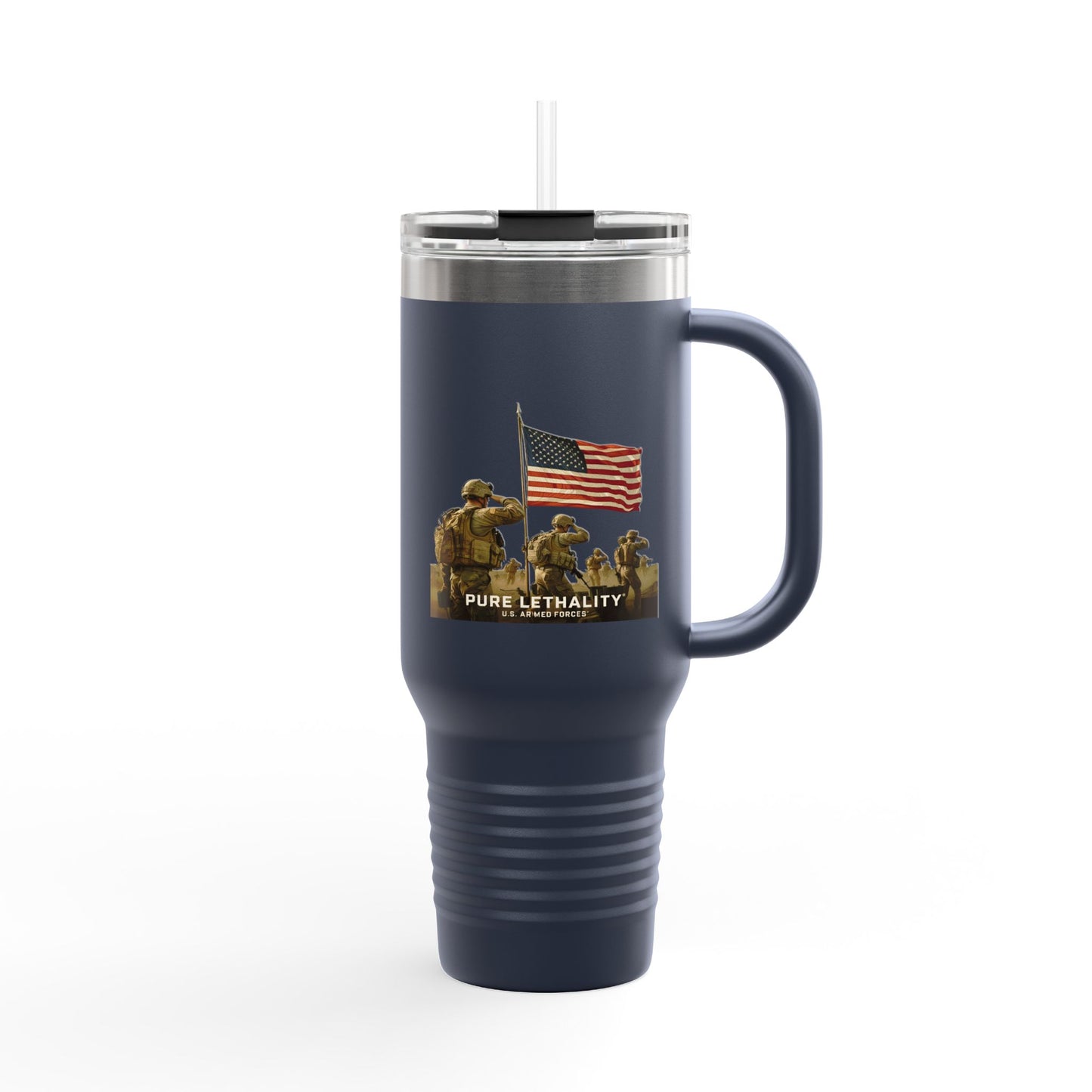 Patriotic Insulated Travel Mug - 40oz | Pure Lethality Design for Veterans and Outdoor Enthusiasts