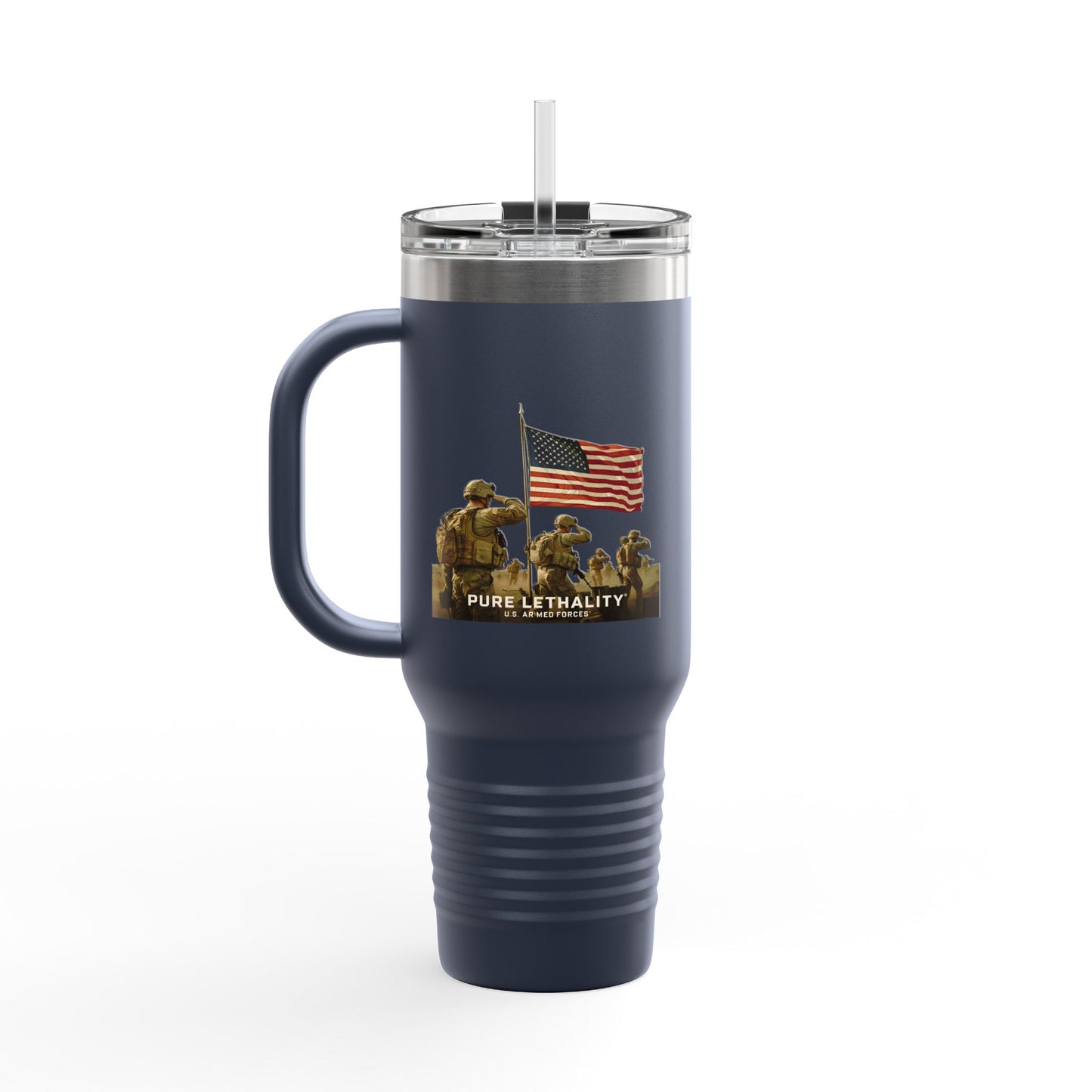 Patriotic Insulated Travel Mug - 40oz | Pure Lethality Design for Veterans and Outdoor Enthusiasts