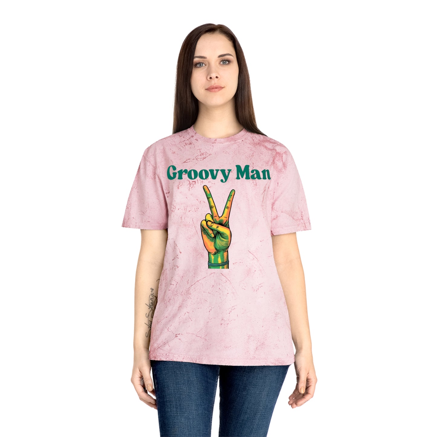 Retro Groovy Man Color Blast T-Shirt - Peace Sign Tee