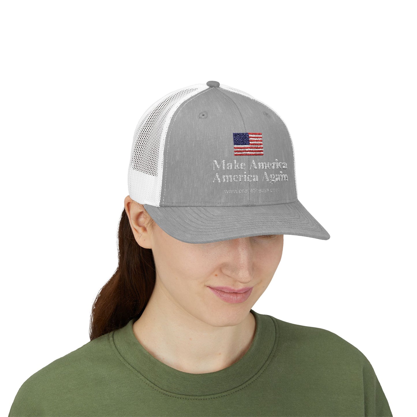 Make America America Again Snapback Trucker Cap - Patriotic Red Hat