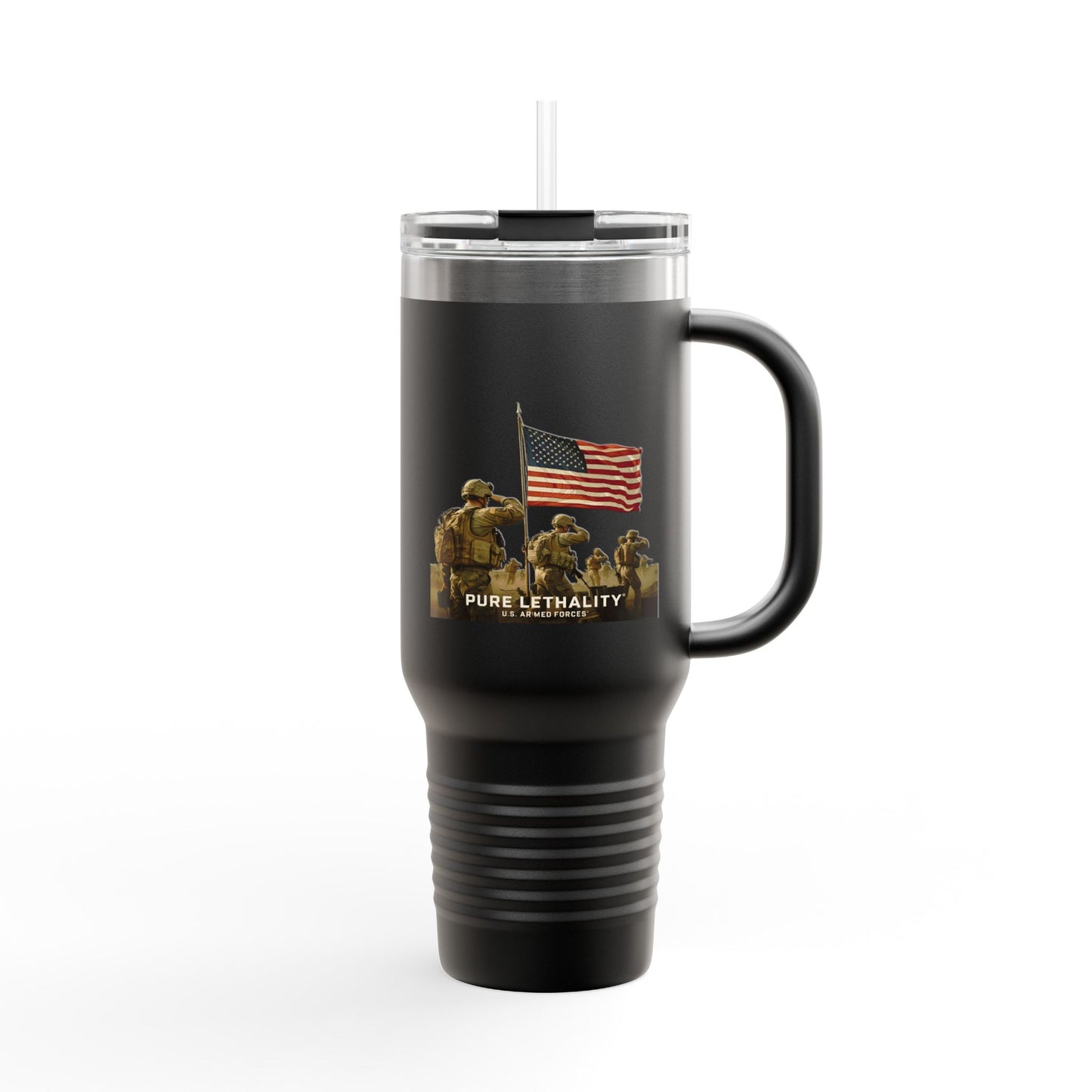 Patriotic Insulated Travel Mug - 40oz | Pure Lethality Design for Veterans and Outdoor Enthusiasts