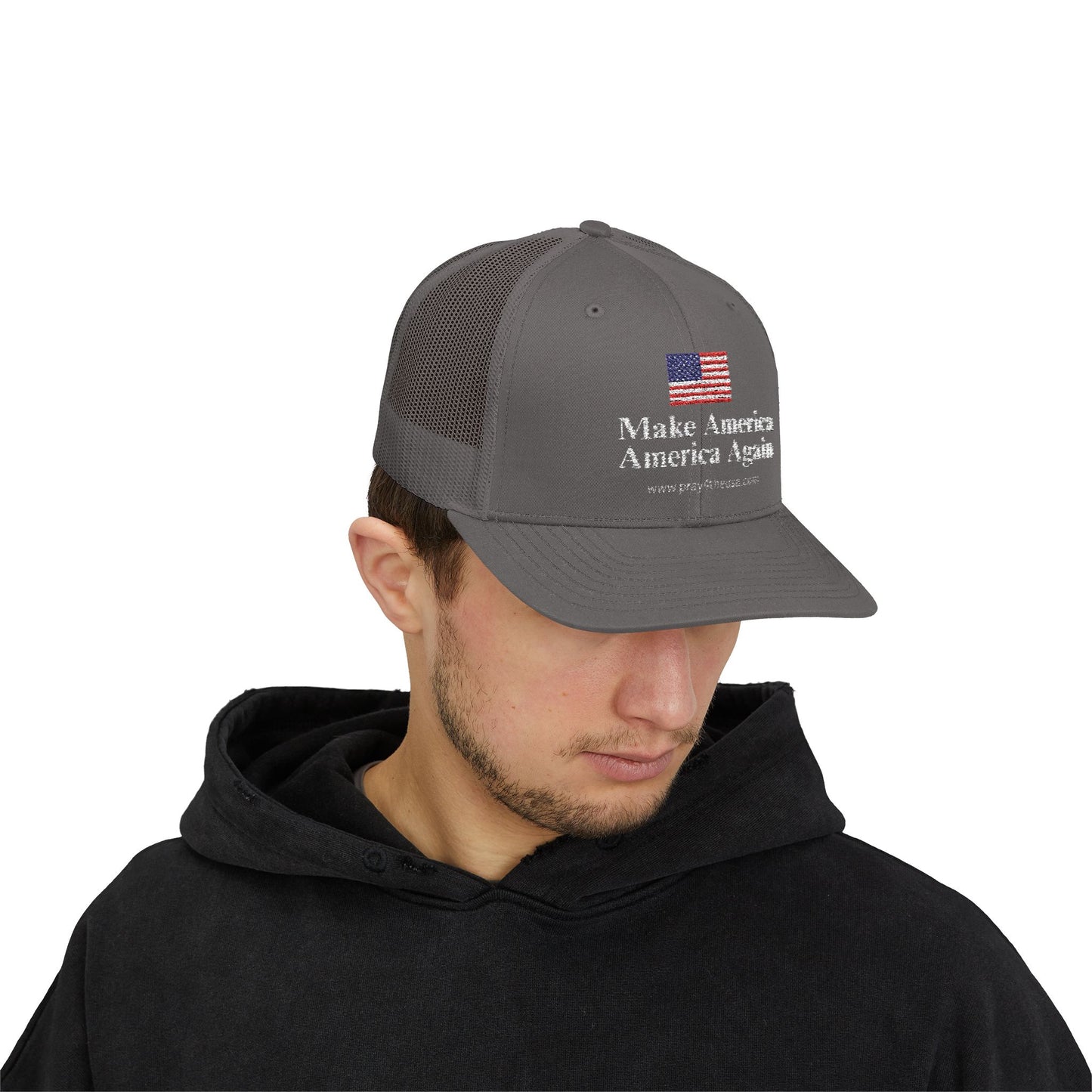 Make America America Again Snapback Trucker Cap - Patriotic Red Hat