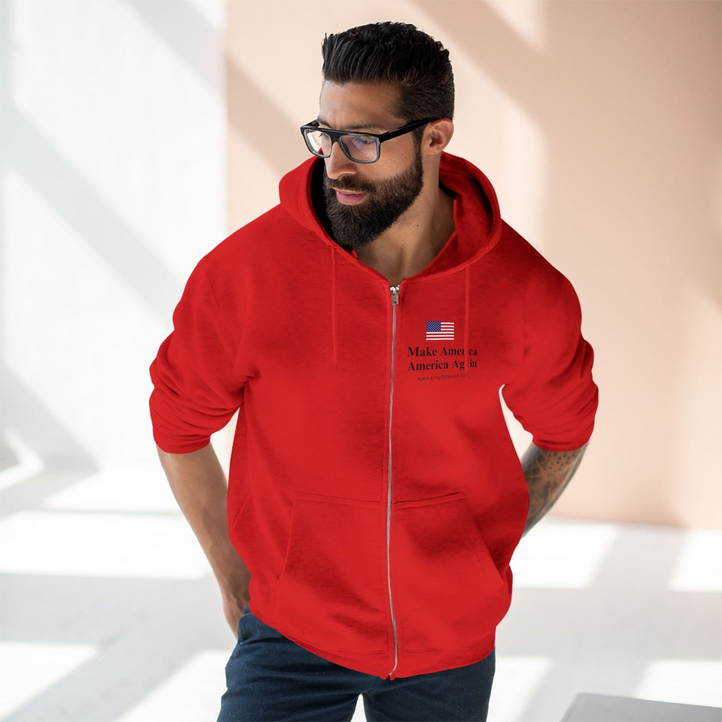 Zip Hoodie - Make America America Again - Patriotic Apparel