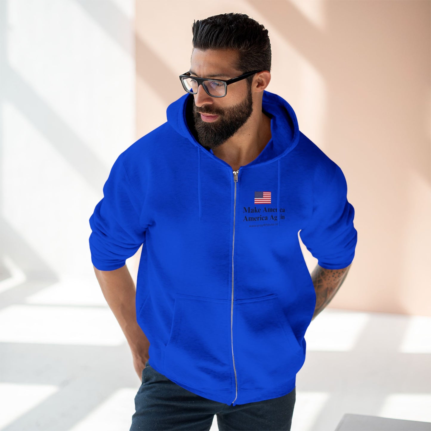 Zip Hoodie - Make America America Again - Patriotic Apparel