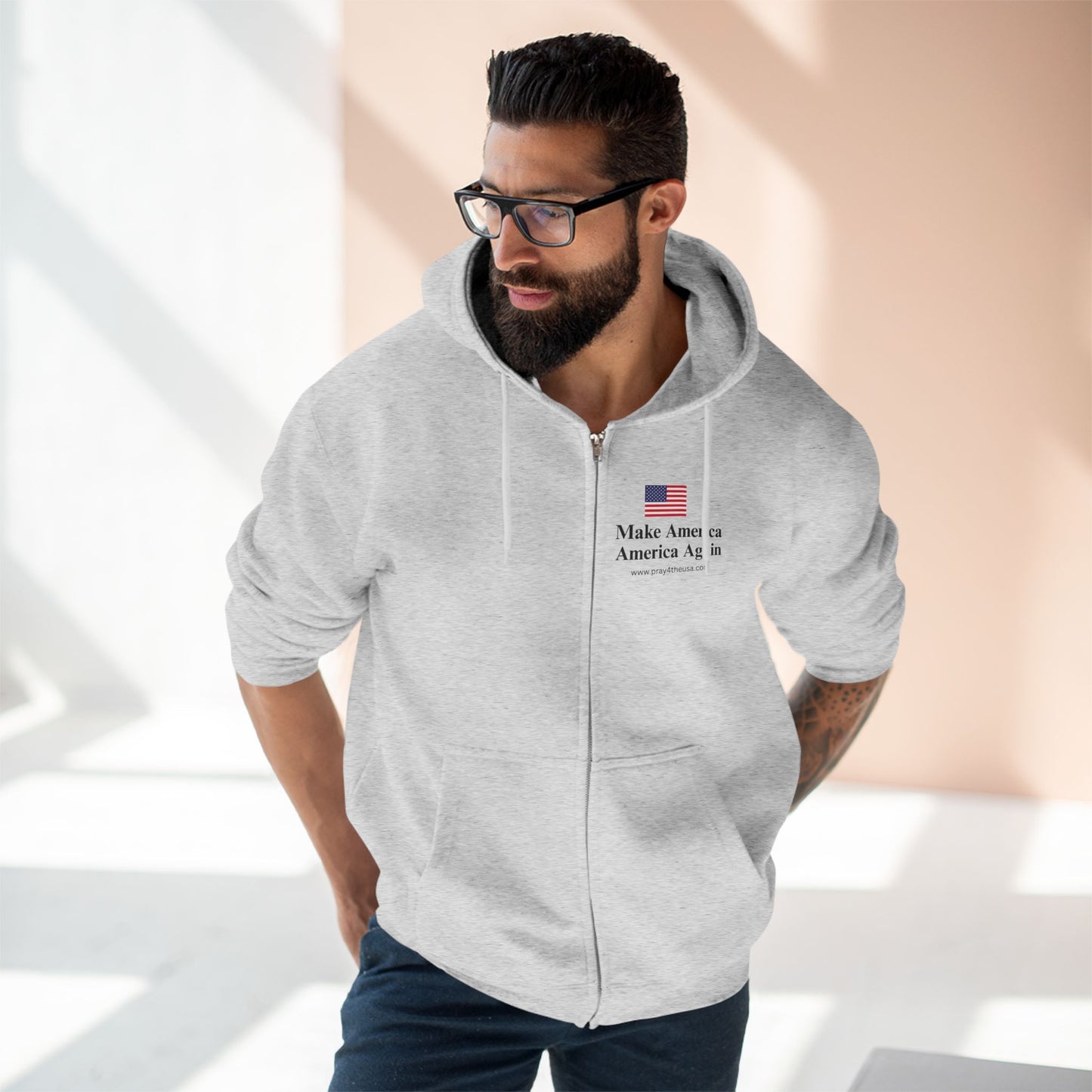 Zip Hoodie - Make America America Again - Patriotic Apparel