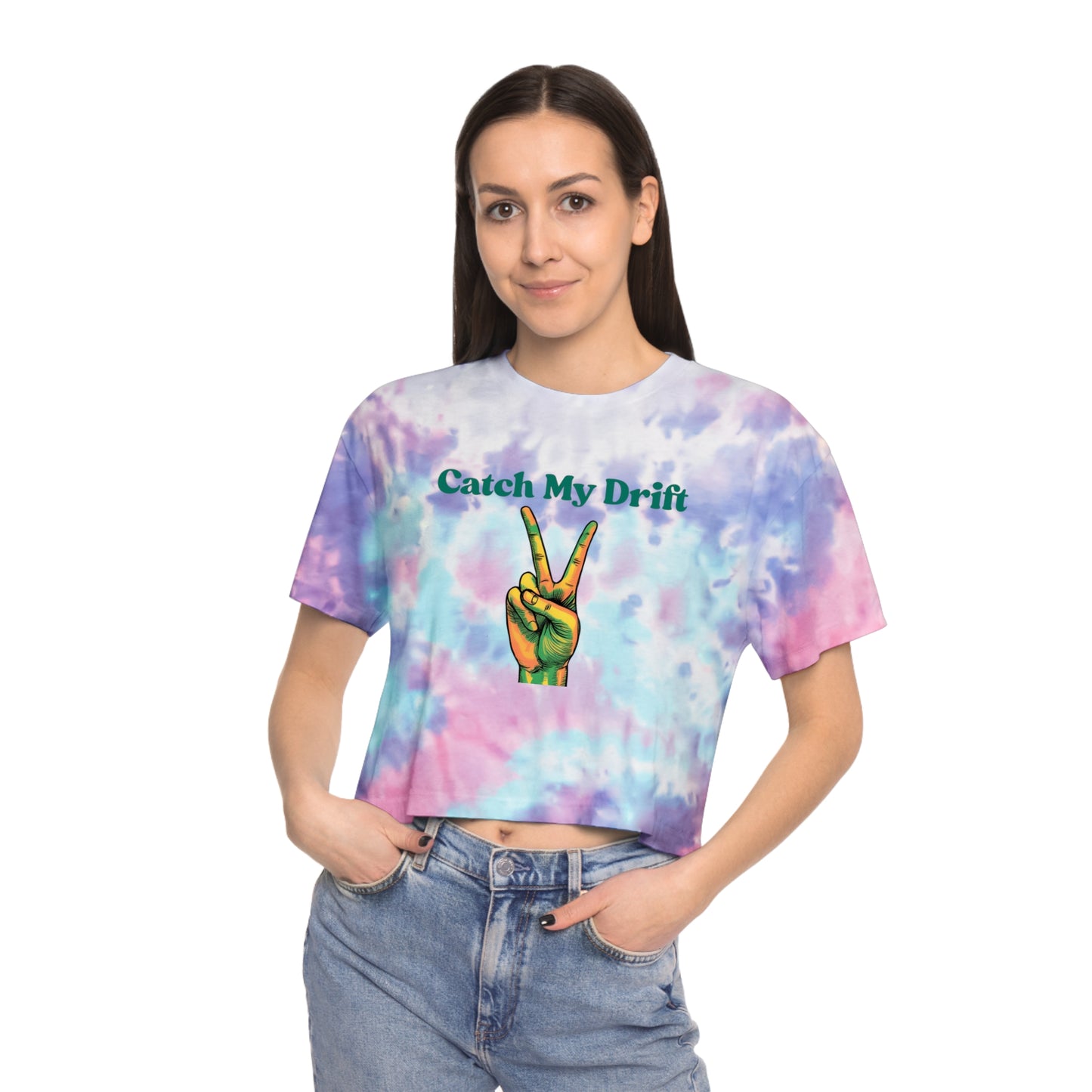 Tie-Dye Crop Tee for Trendy Women - Retro Catch My Drift Bohemian Style