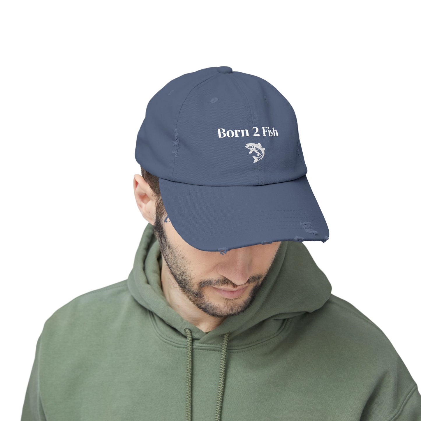 Born 2 Fish-Distressed Fishing Cap