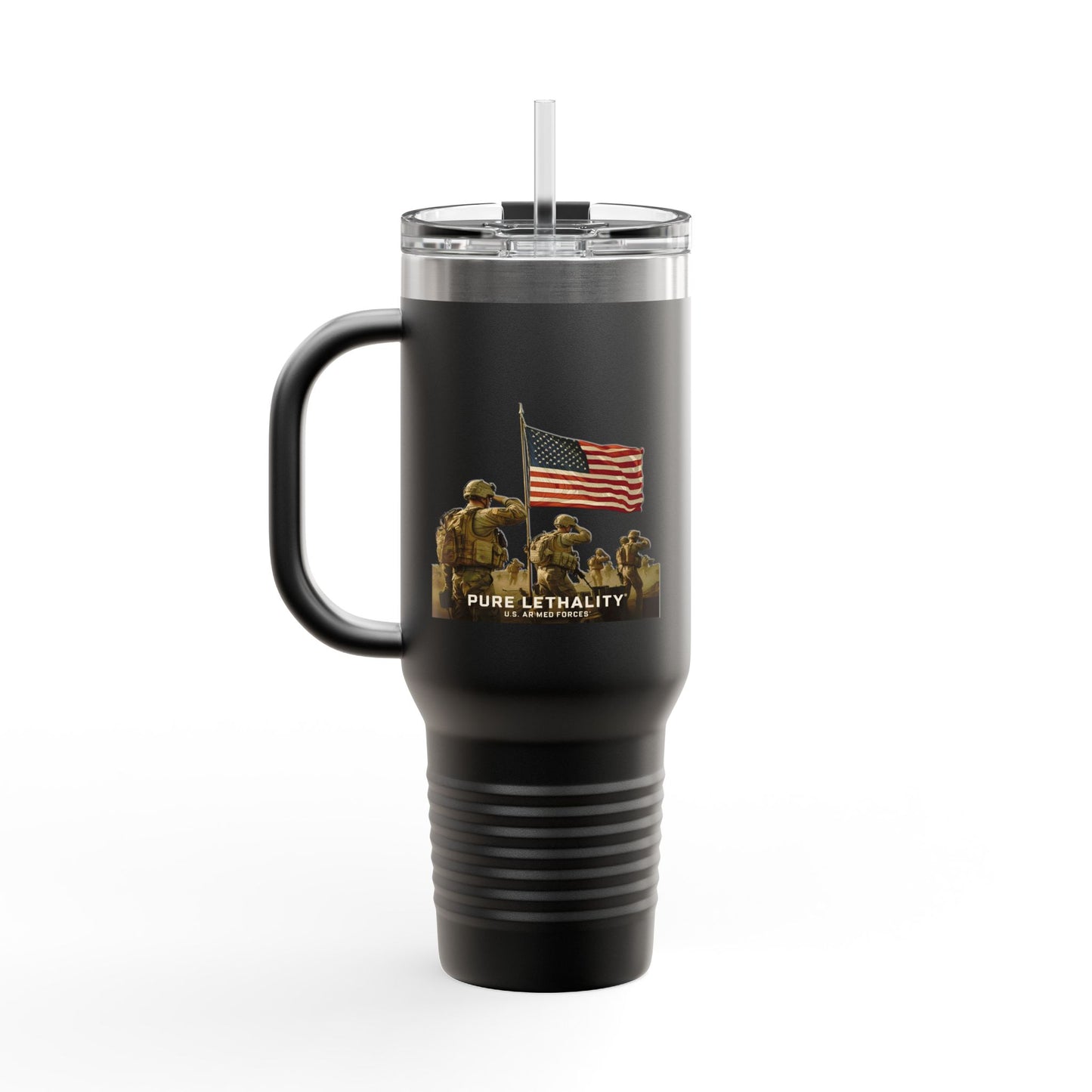 Patriotic Insulated Travel Mug - 40oz | Pure Lethality Design for Veterans and Outdoor Enthusiasts