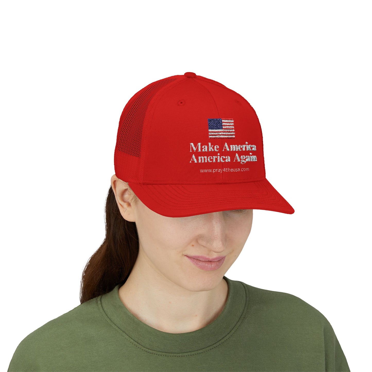 Make America America Again Snapback Trucker Cap - Patriotic Red Hat