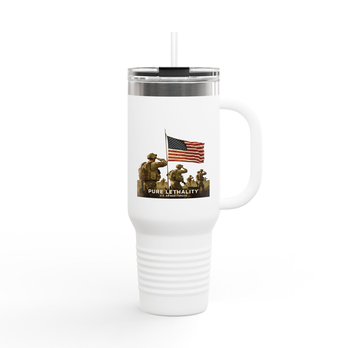 Patriotic Insulated Travel Mug - 40oz | Pure Lethality Design for Veterans and Outdoor Enthusiasts