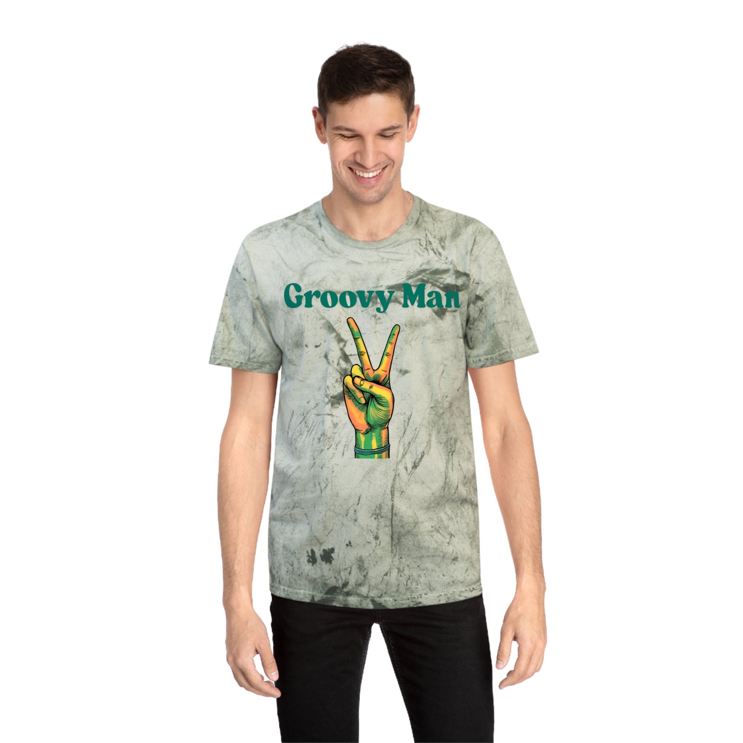 Retro Groovy Man Color Blast T-Shirt - Peace Sign Tee