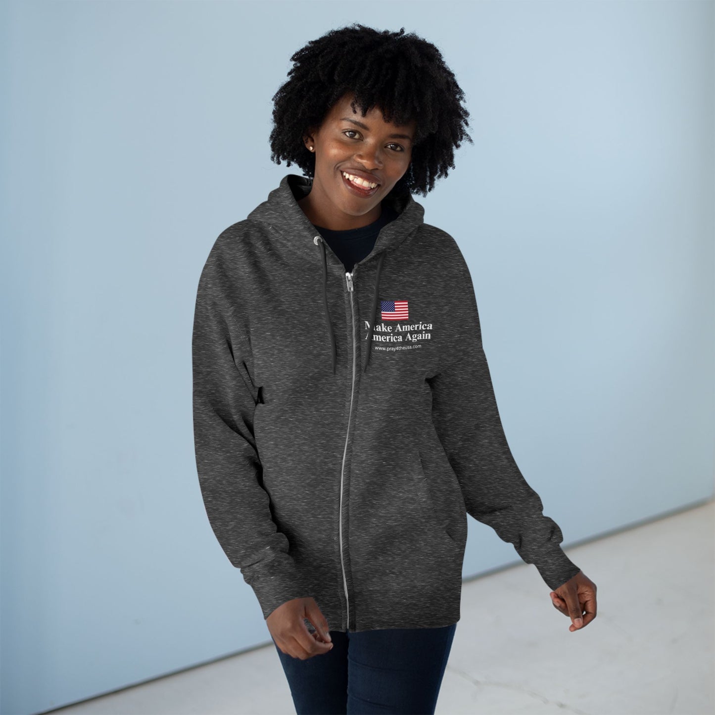 Zip Hoodie - Make America America Again with Flag Design